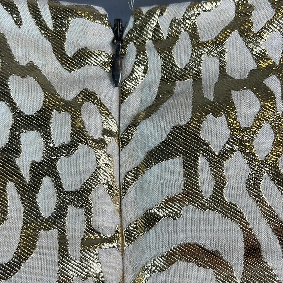 GAP Cowl Neck Tiger Animal Print Dress Cream Gold Metallic Sleeveless Pockets 12 - Picture 8 of 13